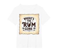 Where's The Rum Gone: Tropical Beach Party T-Shirt, Women's Plus, White, 2X