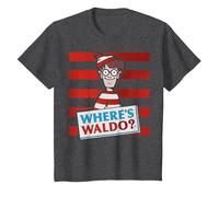 Where's Waldo Waldo Stripes T-Shirt, Youth, Dark Heather Grey, Medium