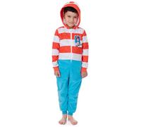 Where's Wally Boys Red & White Microfleece Onesie | All-in-One Pyjama Bodysuit | Character Loungewear | Kids Nightwear for Bedtime & World Book Day | Puzzle Book Sleepsuit - 11-12 Years