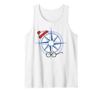 Where's Wally Compass Hat Glasses Nautical Fun Tank Top