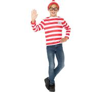 SALE Where's Wally Kit Top Hat & Glasses Kids Boys Fancy Dress World Book Day