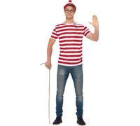 Where's Wally Instant Kit Mens Fancy Dress Waldo Book Day Week Adult Costume Set