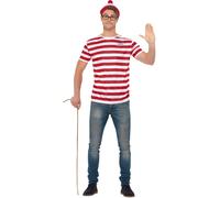 Where's Wally Instant Kit Mens Fancy Dress Waldo Book Day Week Adult Costume Set