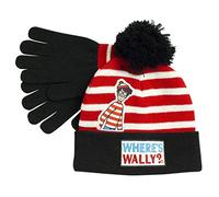 Where's Wally Striped Beanie and Gloves Set, Kids, One Size, Multicoloured, Official Merchandise