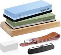 Whetstone Knife Sharpener Kit, Dual Grit Sharpening Stone (Blue & Green)