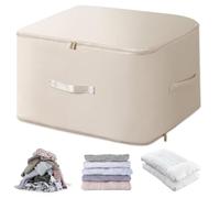 WHFDC Ultra Space Saving Self Compression Organizer Quilt Compression Storage Bags Space Saving Compression Bags for Comforters Clothes Blankets 54×42×60CM Beige