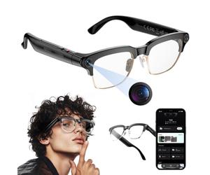 WhFKLca AI Smart Glasses HD 1080P Video Recorder with Bluetooth CallReal-Time Translation Music for Outdoor Daily Travel, Elastic Temple Tips, Wear All Day Without the Strain A