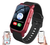 WhFKLca Elderly Smart Watch With Fall Detection, SOS Personal Alarm, GPS Tracker, HD Video Call, Medication Reminder, IP67 Waterproof, Fall Alert Devices for Elderly Red