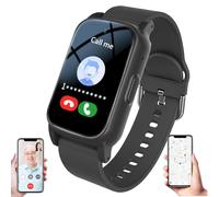 WhFKLca Elderly Smart Watch With Fall Detection, SOS Personal Alarm, GPS Tracker, HD Video Call, Medication Reminder, IP67 Waterproof, Fall Alert Devices for Elderly Black