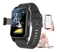 WhFKLca Fall Alert Devices for Elderly, Fall Detection Smart Watch for Seniors, SOS Emergency Call, GPS Tracker, HD Video Call, Medication Reminder, IP67 Waterproof, for Dementia Alzheimer's Black