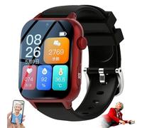 WhFKLca Fall Detection Smartwatch for Seniors, Smartwatch for Independent Seniors with SOS, Fall Alert, GPS, HD Two-way Communication, IP67 Waterproof, Personal Alarm with Emergency Assist Button Red
