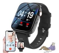 WhFKLca Smartwatch with Fall Detection for Seniors, Fall Alert Devices for Elderly, SOS Emergency Call, GPS Tracker for Dementia Alzheimer's, Health Monitoring, HD Video Call, IP67 Waterproof