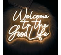 Whfobfe Welcome to The Good Life Neon Sign Led Neon Lights Signs for Wall Decor USB Powered Led for Room Decoration Home Game Room Bar Party Decor