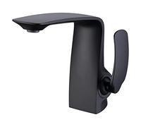 WHGURVH Bathroom Faucet One Hole Single Handle Bathroom Sink Faucet Brass Water Saving Basin Mixer Tap Deck-Mounted Vessel Sink Faucet Hot and Cold Water Vanity Sink Faucet,Black(Black)