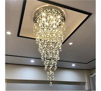 WHGURVH Ceiling Light, LED Modern Chandelier Lamp Long Crystal Compatible with Living Room Staircase Lobby - Indoor Lighting Large Luxury Home Decor(Dia60H120cm10bulbs)(One Color,Dia100H25016bulbs)