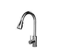 WHGURVH Flode Pull Out Kitchen Sink Mixer Tap - Chrome Finish - High Arc Swivel Spout with Pull-Out Spray Head - Single Lever Monobloc Kitchen Tap