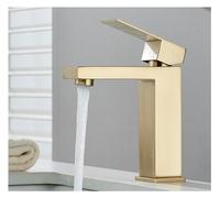 WHGURVH Gray Bathroom hot and Cold Water Sink Mixed Stainless Steel Painted Square Basin Single Hole Faucet countertop Installation(S Brushed Nickel)(S Brushed Gold)