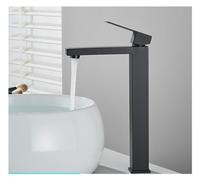 WHGURVH Gray Bathroom hot and Cold Water Sink Mixed Stainless Steel Painted Square Basin Single Hole Faucet countertop Installation(S Brushed Nickel)(H Black)