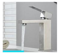WHGURVH Gray Bathroom hot and Cold Water Sink Mixed Stainless Steel Painted Square Basin Single Hole Faucet countertop Installation(S Brushed Nickel)(S Brushed Nickel)