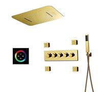 WHGURVH Luxury LED Shower System Set Concealed Ceil Mounted Bathroom Rain Mixer Shower Combo Set Thermostatic Rainfall Shower Head System, Shower Faucet Set,Phone Control(Touch Panel Control)