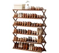 WHGURVH Multi-Layer Bamboo Shoe Rack - 6-Tier Foldable Shoe for Hallways Living Rooms & Cupboards - Space-Saving Shoe Storage Tower Stylish & Design