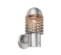 WHGURVH National Lighting LOUVRE Modern IP44 Rated Louvre Outdoor Garden Security PIR Motion Sensor Brushed Stainless Steel Weatherproof Wall Light