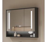 WHGURVH Smart LED Medicine Cabinet with Anti-Fog Mirror Wall-Mounted Storage Time Display Modern Cosmetic Mirror Lights for Ultimate nization and Style.(Weiß,100 * 12 * 70cm/39.4 * 4.7 * 27.6in)