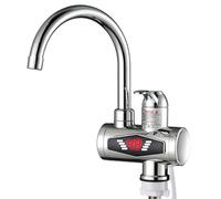 WHGURVH VELORE 3000W Tankless Electric Kitchen Water Heater Faucet - Instant Hot/Cold, LED Display, Flexible Spout(Silver Fixed)(Silver Fixed)