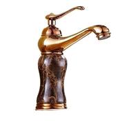 WHGURVH VELORE Luxury Polished Gold & Marble Basin Faucet, Single-Handle Hot & Cold Mixer Tap for High-End Bathroom Vanities(B)(B)