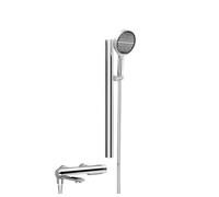 WHGURVH VELORE Modern Brass Thermostatic Shower System - Wall-Mounted Mixer, Handheld Rain Head, Gray Bathroom Faucet Set(Chrome)(Chrome)