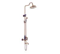 WHGURVH VELORE Rose Gold Brass-Ceramic Basin Faucet Set - Hot/Cold 3-Hole Widespread Tap for Bathroom Kitchen Sink Shower Toilet Bath Mixer(F)(F)