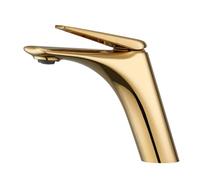 WHGURVH VELORE Shiny Rose Gold Waterfall Basin Faucet, Modern Single-Handle Deck-Mounted Mixer Tap for Luxury Bathroom Vanities(Gunmetal Gray)(Polish Gold)