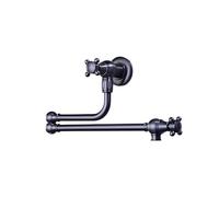 WHGURVH VELORE Solid Brass Wall-Mounted Kitchen Pot Filler - Brown Antique Folding Faucet with 360° Rotation & Hot-Cold Water Tap(Brushed Nickel)(Brown Antique)