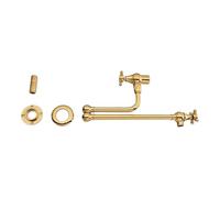 WHGURVH VELORE Solid Brass Wall-Mounted Kitchen Pot Filler - Brown Antique Folding Faucet with 360° Rotation & Hot-Cold Water Tap(Brushed Nickel)(Titanium Gold)