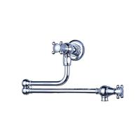 WHGURVH VELORE Solid Brass Wall-Mounted Kitchen Pot Filler - Brown Antique Folding Faucet with 360° Rotation & Hot-Cold Water Tap(Brushed Nickel)(Chrome)