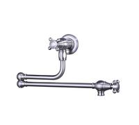 WHGURVH VELORE Solid Brass Wall-Mounted Kitchen Pot Filler - Brown Antique Folding Faucet with 360° Rotation & Hot-Cold Water Tap(Brushed Nickel)(Brushed Nickel)