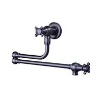 WHGURVH VELORE Solid Brass Wall-Mounted Kitchen Pot Filler - Brown Antique Folding Faucet with 360° Rotation & Hot-Cold Water Tap(Brushed Nickel)(Brushed Grey)