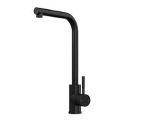 WHGURVH VITO L-Neck Kitchen Mixer Tap - Matt Black | Easy Top Fix Installation from Above | Modern Single Lever Kitchen Faucet | Durable & Stylish Design