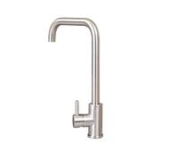 WHGURVH VITO Top-Fix Square Neck Kitchen Mixer Tap - Brushed Steel Finish - Easy Top Mount Installation with Single Lever Control