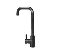 WHGURVH VITO Top-Fix Square Neck Kitchen Mixer Tap - Matt Black Finish - Easy Top Mount Installation with Single Lever Control