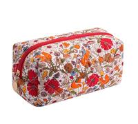 WHHJM Cute Floral Makeup Bag Small Cotton Quilted Cosmetic Bag, Aesthetic Essential Bag Emergency Bag Gift for Women Girls Travel Accessories, Orange Squirrel