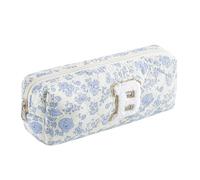 WHHJM Initial Makeup Bag Cosmetic Bag for Women, Cute Christmas Gifts for Girls, Personalized Blue Floral Coquette Travel Bag, Trendy Stuff Zipper Pouch Make Up Organizer, Blue Floral B