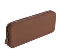 WHHJM Silicone Makeup Brush Holder Travel Makeup Bag Soft Portable Brush Organizer, Large Travel Essentials Makeup Brush Case Zipper Pouch, Brown