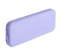 WHHJM Silicone Makeup Brush Holder Travel Makeup Bag Soft Portable Brush Organizer, Large Travel Essentials Makeup Brush Case Zipper Pouch, Purple