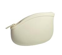 WHHJM Small Makeup Bag Premium Silicone Purse Bag Multifunctional Essential Bag Zipper Pouch Water and Heat Resistant, White