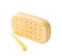 WHHJM Small Silicone Multifunctional Essential Bag Portable Travel Makeup Bag for Women Men Cards Cash Bag Zipper Pouch, Yellow