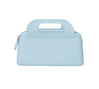 WHHJM Soft Silicone Makeup Bag Portable Cosmetic Handbag with Handle, Waterproof Lightweight Travel Toiletry Pouch for Women Girls, 7.2 inch ×4.9 inch ×2.4 inch Makeup Organizer Case, Sky Blue