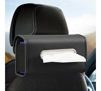 WHHMK Car Tissue Holder, Tissue Box Cover for Car, Premium PU Leather Backseat Napkin Rectangle Organizer Travel, Extra Large Tissue Box Storage in Car Fits for 100-150 Regular Size Tissues, Black