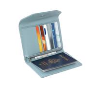 WHHMK Passport Holder for Travel,Passport Book Holder,Rfid Blocking Travel Wallet Protect Your Card Security,Leather Travel Document Organizer for Men Women,Airport Essentials Gift (Blue)