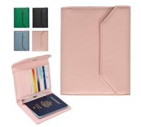 WHHMK Passport Holder for Travel,Passport Book Holder,Rfid Blocking Travel Wallet Protect your card security,Leather Travel Document Organizer for Men Women,Airport Essentials Gift (Black), Pink